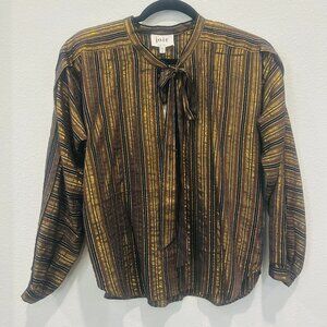 Joie Loose Long Sleeve Brown Golden Blouse